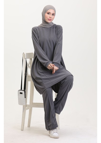 Astana Kumaş Tunik Pantolon Ikili Takım 0551-05 Gri