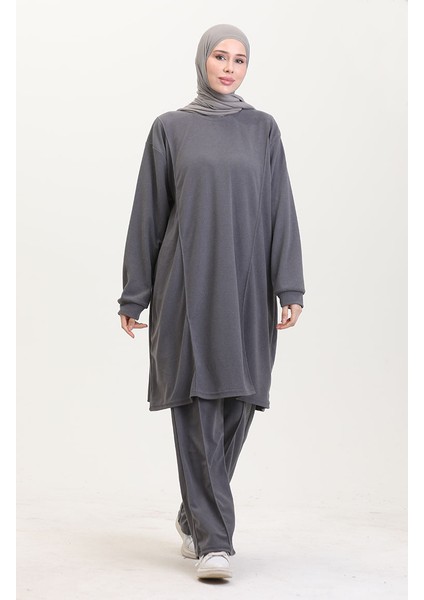 Astana Kumaş Tunik Pantolon Ikili Takım 0551-05 Gri