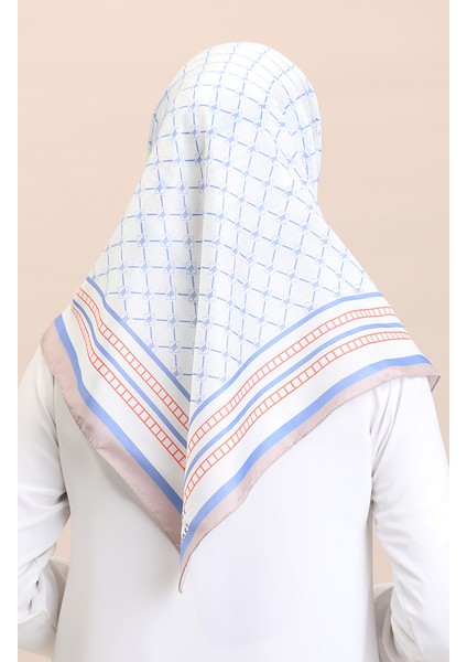 Soft Pamuk Eşarp 19091-11 Beyaz Kot Mavi modelleri