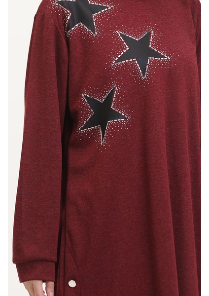 Ecrin Kumaş Baskılı Tunik Pantolon Ikili Takım 0555-04 Bordo fırsatları