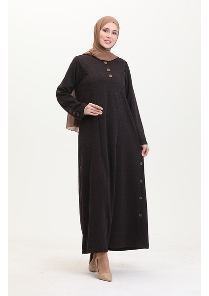 Büyük Beden Düğme Detaylı Elbise 0533-01 Mor fiyatları