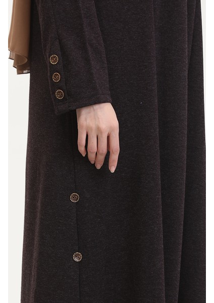 Büyük Beden Düğme Detaylı Elbise 0533-01 Mor fırsatları