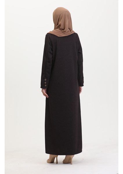 Büyük Beden Düğme Detaylı Elbise 0533-01 Mor indirimleri