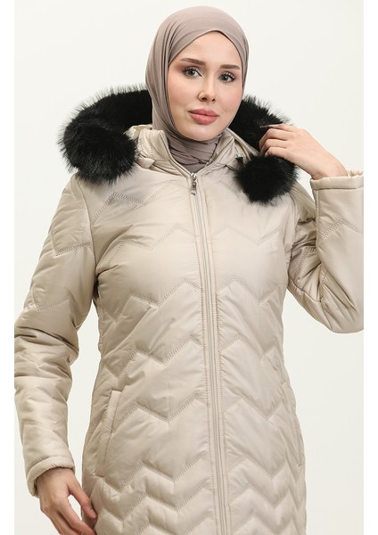 Zikzak Desenli Araboy Mont 5199A-01 Bej