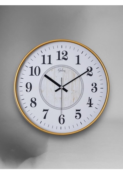 D-218-A-2 Eskitme Kadran 30 cm Sessiz Akar Duvar Saati Gold