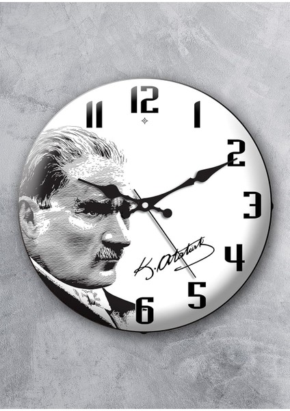 Atatürk Duvar Saati Akar Saniye Sessiz Mekanizma 36 cm