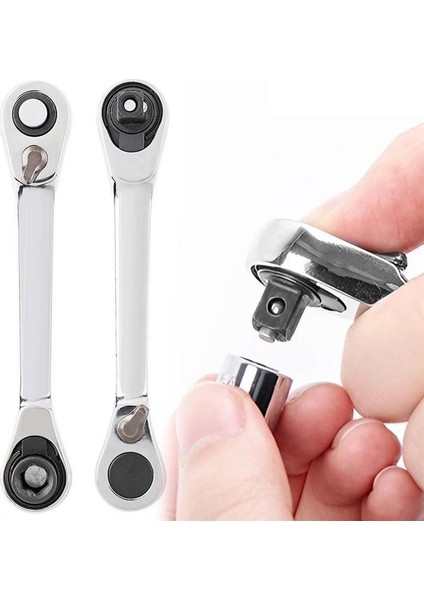 1pc Mini 1/4 Inç Çıft Uçlu Hızlı Soket Cırcır Anahtarı Krom Vanadyum Çelik Saplı Çok Yönlü Tornavida Bit Aracı (Yurt Dışından)