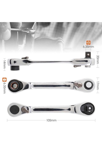 1pc Mini 1/4 Inç Çıft Uçlu Hızlı Soket Cırcır Anahtarı Krom Vanadyum Çelik Saplı Çok Yönlü Tornavida Bit Aracı (Yurt Dışından)