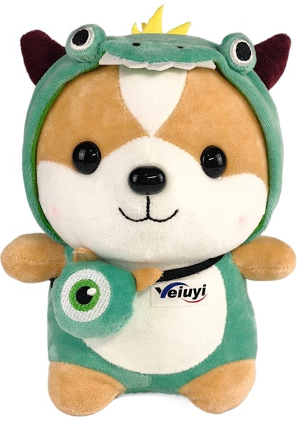 Dinozor Kostümlü Shiba Inu Peluş Oyuncak 26CM (Yurt Dışından)