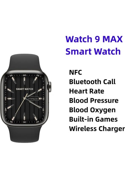 Happy World Shopping Izle 9 Max Akıllı Saat Nfc Oyunları Kablosuz Şarj Erkek Kadın Bluetooth Çağrı Spor Fitness Takipçisi (Yurt Dışından)