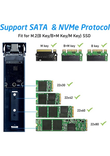 M.2 Ndff&nvme 2'si 1 Arada Harici Sabit Sürücü Muhafazası (Yurt Dışından)