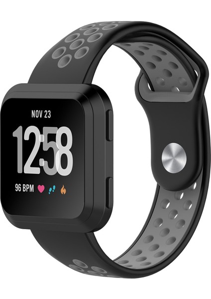 Fit Versa Için Iki Renkli Silikon Saat Kordonu(Turuncu + Gri) (Yurt Dışından)