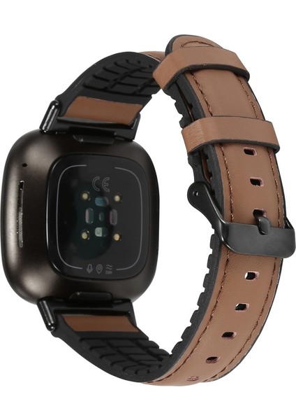 Fitbit Versa 3 Için Deri + Silikon Kordonlu Saat (Yurt Dışından)
