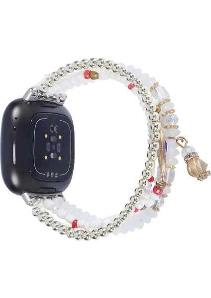 Fit Versa 3 / Sense Için Göz Boncuklu Zincirli Saat Bandı (Yurt Dışından)