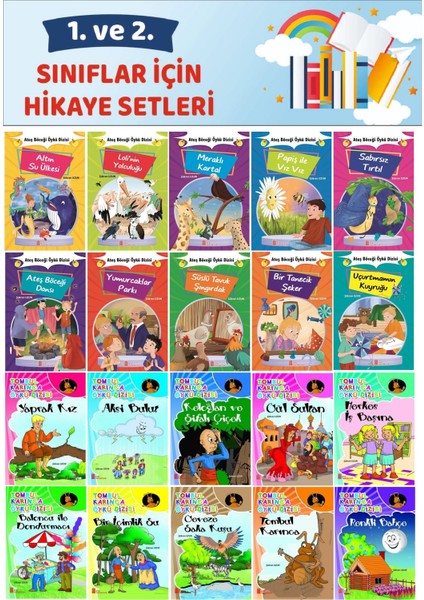 1.ve2.sınıflara Uygun Okumayı Sevdiren 32 Sayfalık 20 Li Hikaye Seti