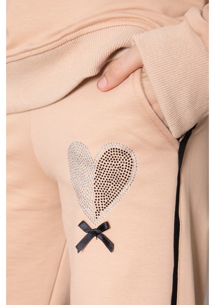 Bej Kız Çocuk Kalp Desenli 2'li Takım 19849 indirimleri