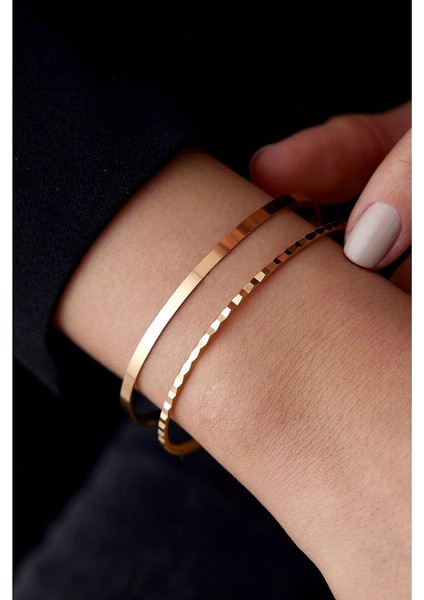 14 K Rose Gold Kaplama 925 Ayar Gümüş 19 No Ajda Bilezik modelleri