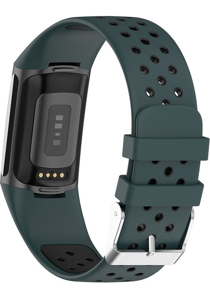Fitbit Charge 5 Için Çift Renkli Metal Toka Delikli Silikon Saat Kayışı (Yurt Dışından) modelleri