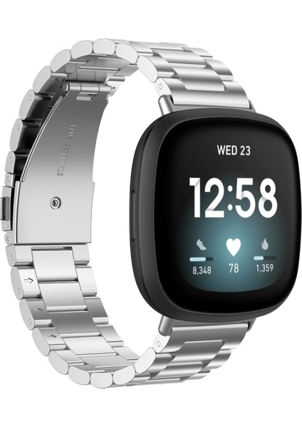 Fitbit Versa 4 Için 3 Boncuklu Paslanmaz Ste Watch Saat Kayışı (Yurt Dışından)