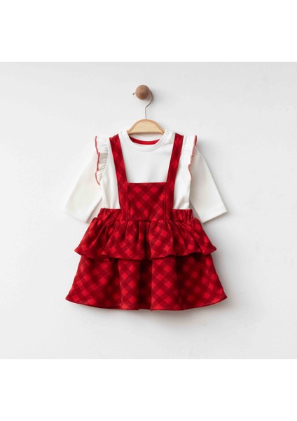 Yılbaşı Konseptli Kız Bebek Salopet Sweat 2'li Takım