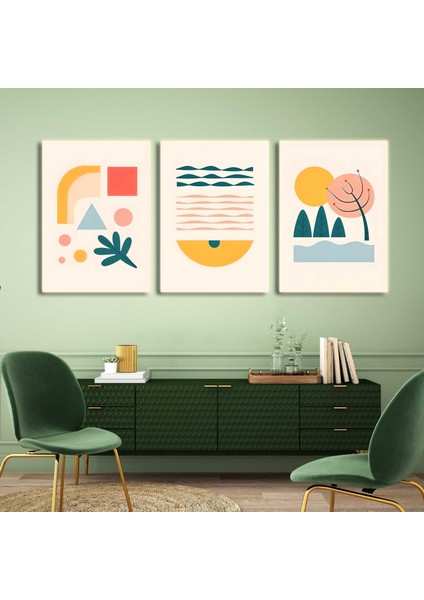 Matisse - Boho - Art Deco - Soyut - Doğa ( 3 Lü Çerçevesiz ) Poster - Afiş - Tablo KR2C01243/