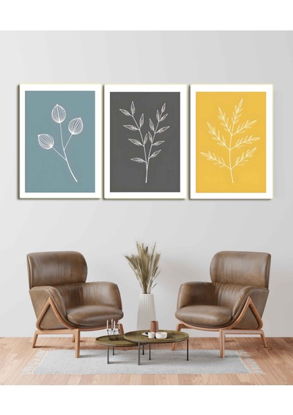 Matisse - Boho - Art Deco - Soyut - Doğa ( 3 Lü Çerçevesiz ) Poster - Afiş - Tablo KR2C01117/