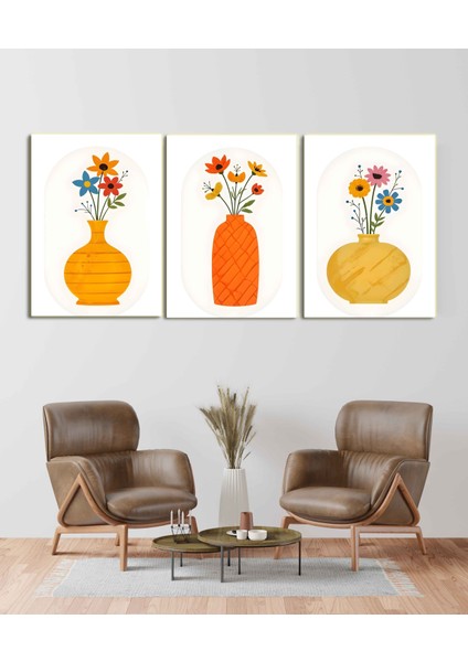 Matisse - Boho - Art Deco - Soyut - Doğa ( 3 Lü Çerçevesiz ) Poster - Afiş - Tablo KR2C01124/