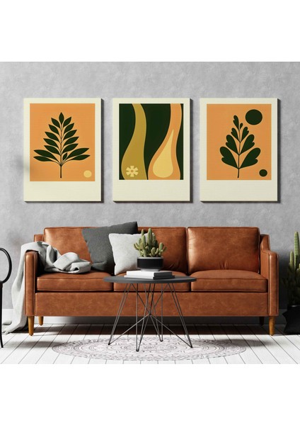Matisse - Boho - Art Deco - Soyut - Doğa ( 3 Lü Çerçevesiz ) Poster - Afiş - Tablo KR2C01143/