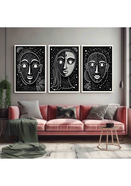 Matisse - Boho - Art Deco - Soyut - Doğa ( 3 Lü Çerçevesiz ) Poster - Afiş - Tablo KR2C01186/