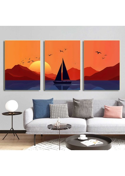 Matisse - Boho - Art Deco - Soyut - Doğa ( 3 Lü Çerçevesiz ) Poster - Afiş - Tablo KR2C01225/