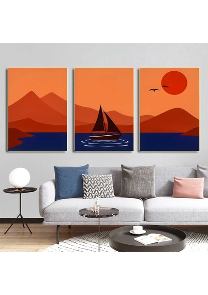 Matisse - Boho - Art Deco - Soyut - Doğa ( 3 Lü Çerçevesiz ) Poster - Afiş - Tablo KR2C01227/