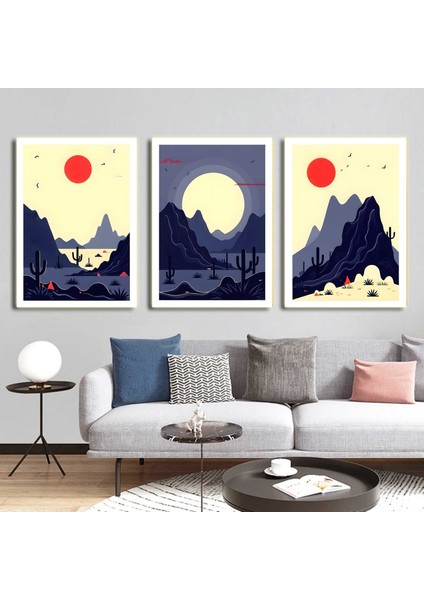Matisse - Boho - Art Deco - Soyut - Doğa ( 3 Lü Çerçevesiz ) Poster - Afiş - Tablo KR2C01232/