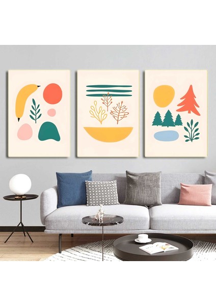 Matisse - Boho - Art Deco - Soyut - Doğa ( 3 Lü Çerçevesiz ) Poster - Afiş - Tablo KR2C01242/