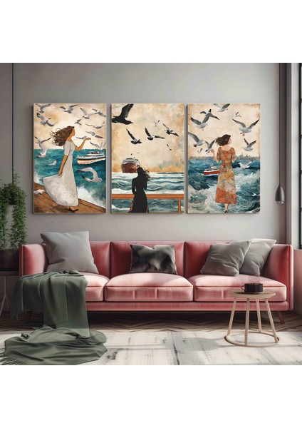 Matisse - Boho - Art Deco - Soyut - Doğa ( 3 Lü Çerçevesiz ) Poster - Afiş - Tablo KR2C01298/