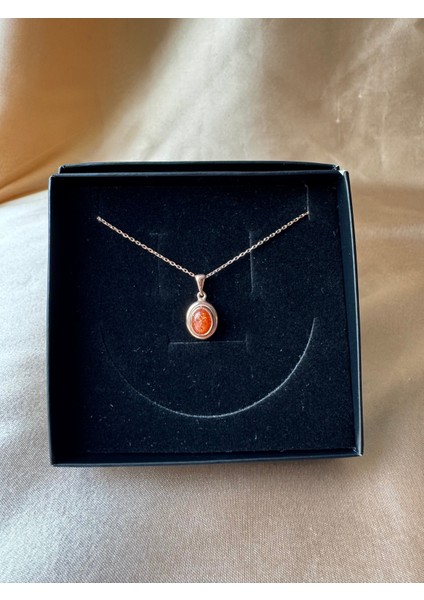 Güneş Taşı Minimal Vintage Rose Gold Kolye