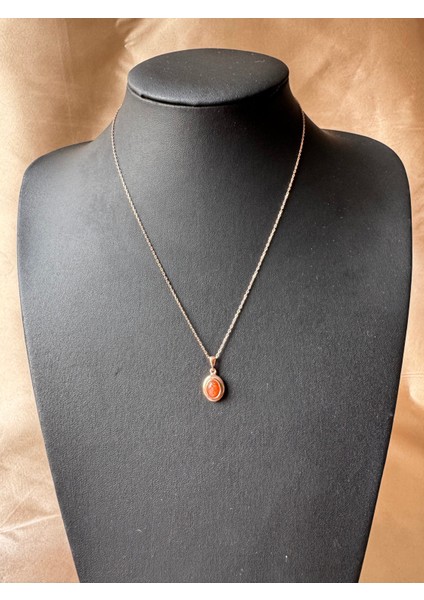 Güneş Taşı Minimal Vintage Rose Gold Kolye