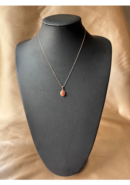 Güneş Taşı Minimal Vintage Rose Gold Kolye