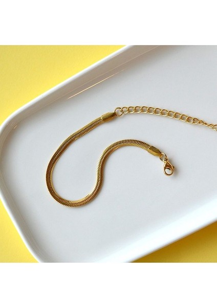 Gold Bileklik Kolye Takım Set İtalyan Ezme Çelik Zincir Kolye Bileklik İkili Set Unisex Ürün indirimleri