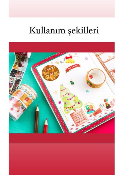 Yılbaşı Desenli Kağıt Bant 4'lü (Farklı Ölçülerde 4 Adet)