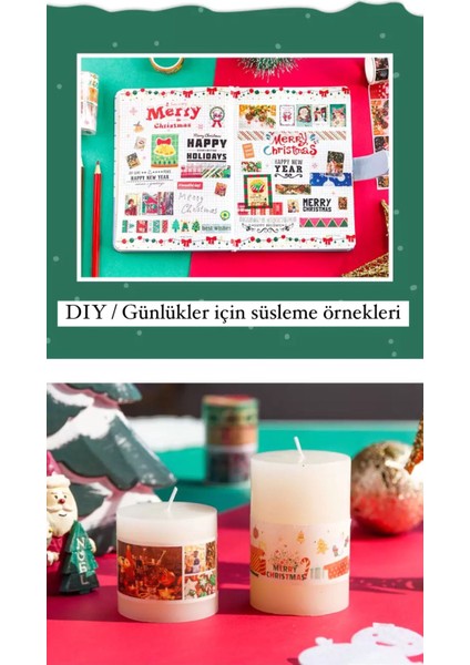 Yılbaşı Desenli Kağıt Bant 4'lü (Farklı Ölçülerde 4 Adet)