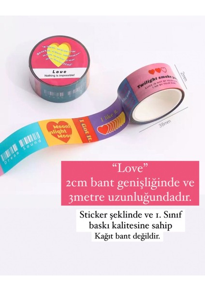 Colorful Washi Tape Sticker Bant 3 Adet