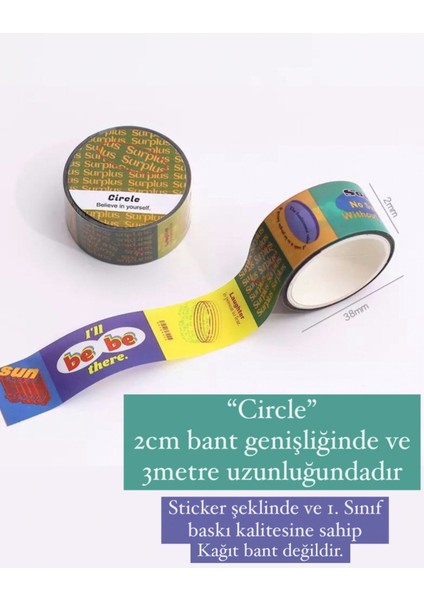 Colorful Washi Tape Sticker Bant 3 Adet
