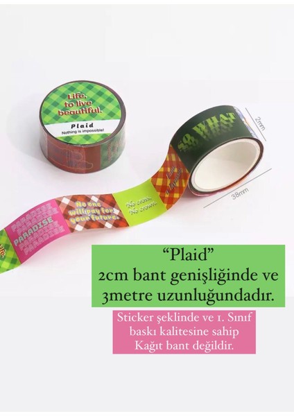 Colorful Washi Tape Sticker Bant 3 Adet