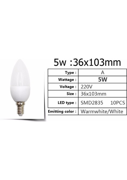 LED Mum Ampul 5W Uç Kabarcık Kuyruk Kristal Avize Özel E14, Uç Kabarcık (Soğuk Beyaz 220V) (Yurt Dışından) indirimleri