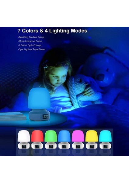Bluetooth Hoparlör Gece Işıkları, Yatak Odası Için Masa Lambası 7 Renk Değişimi Kısılabilir LED Başucu Lambaları, 4 Işık Modu (Yurt Dışından) fiyatları