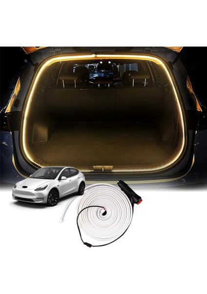 Model Y 2021-2023 Için 2x Araba LED Işık Şeridi Esnek Arka Bagaj Su Geçirmez Neon Işıkları Aksesuarları (Sıcak Beyaz) (Yurt Dışından) indirimleri