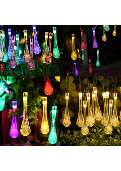 100 LED Güneş Dize Işıklar Veranda Bahçe Tatil Süslemeleri Için Su Geçirmez Yağmur Damlası Peri-Renk (Yurt Dışından) modelleri