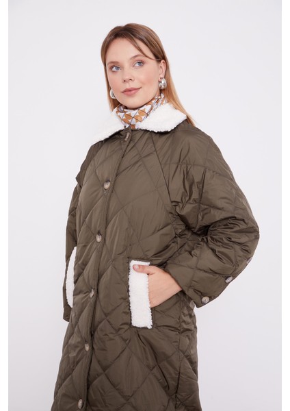 Haki Kürk Detaylı Kapitone Mont indirimleri