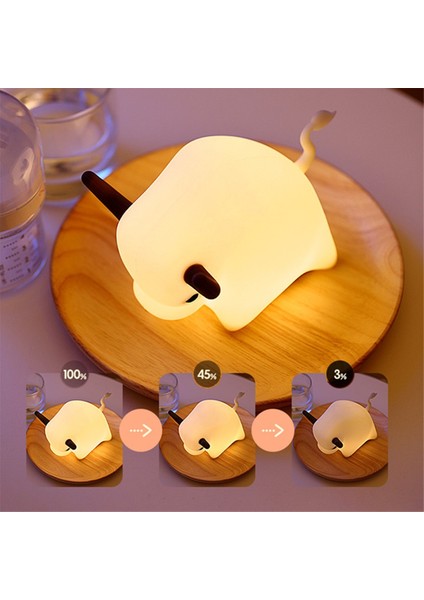 Inek Gece Lambası Yumuşak Silikon LED Işık Şarj Edilebilir Sevimli Hayvan Odası Yatak Odası Dekor Için USB Kablosu ile (Yurt Dışından)