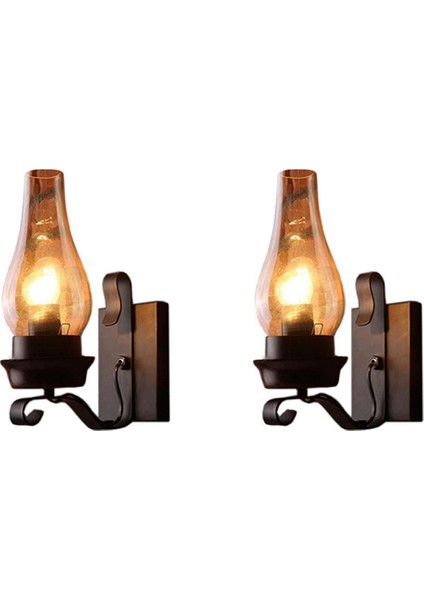 2x Vintage Endüstriyel Retro Duvar Rustik Kasnak Kapalı Aplik Lamba Armatür Yatak Odası Balkon Koridor Koridor Işıkları (Yurt Dışından)